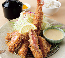 牛かつと大海老フライセット
