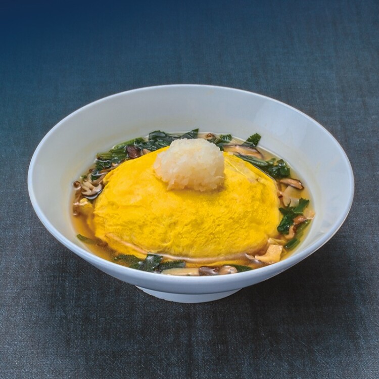 【月見のごちそう】きのこの月見和風スープオムライス